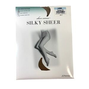 JC Penney Sheer Caress Sheerest Support Control Pantyhose Long Suntan